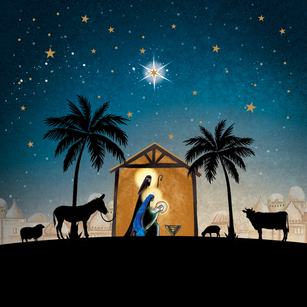 Nativity Silhouette - (Pack of 10) - Christian Christmas Cards